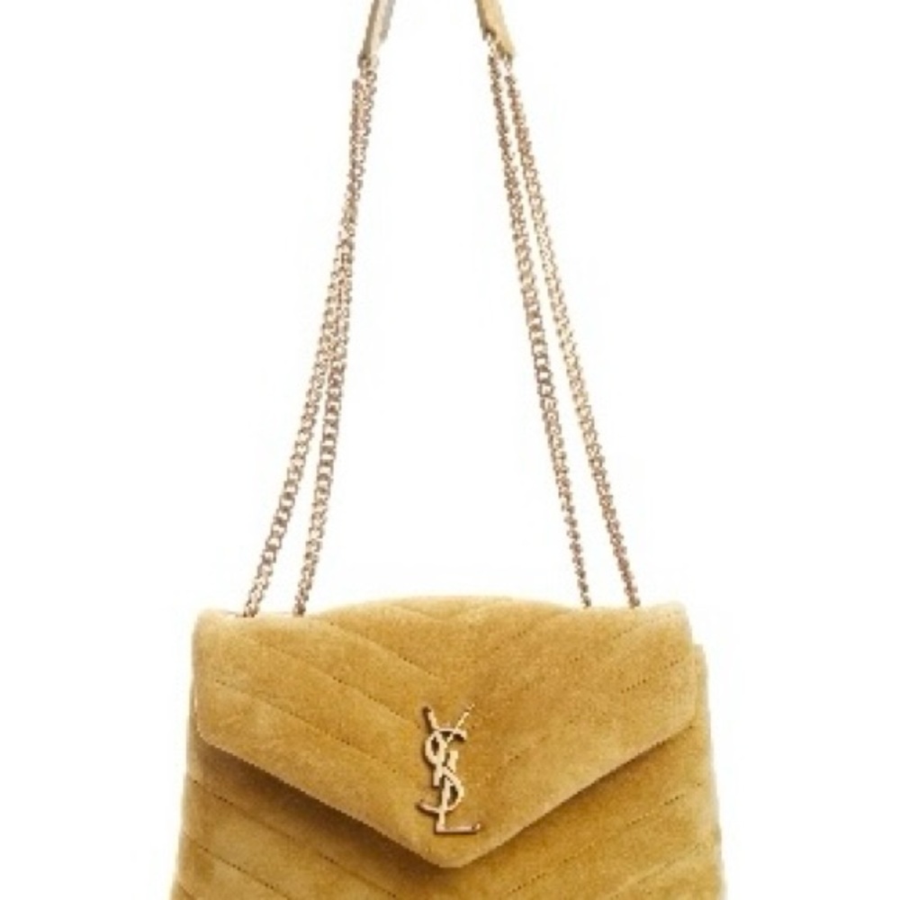 Yves Saint Laurent Medium Lou Matelassé
Suede Shoulder Bag in Chartreuse